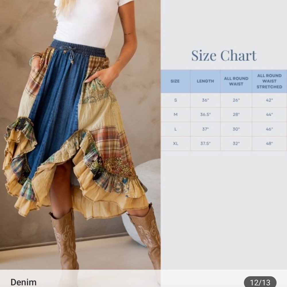 YT3158–(🚨LAST ONE) Bohemian Patchwork Denim Skirt - Picture 3 of 3